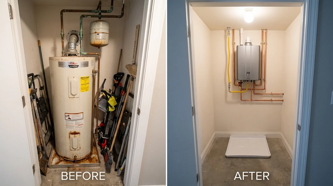 Tank water heater versus wall-mounted tankless unit comparison for Berlin, NH homeowners